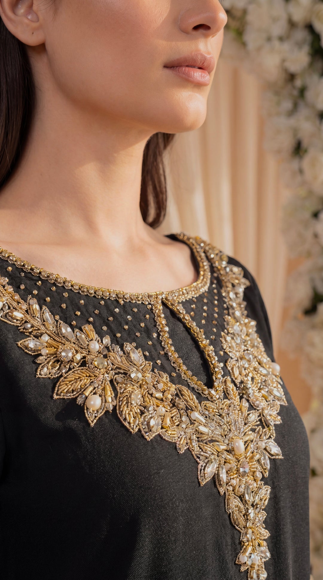 Hand work nack in silk stuff